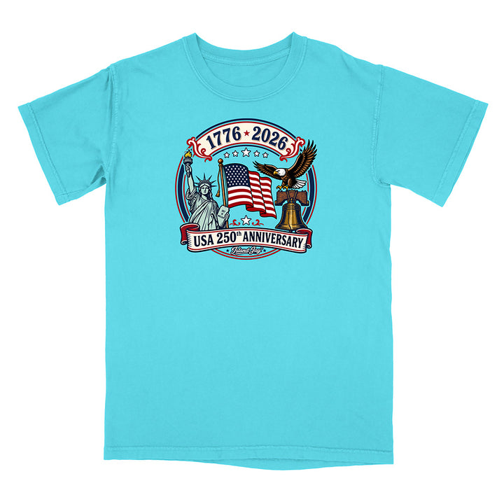 250th Patriotic design with eagle, flag and statue of liberty
