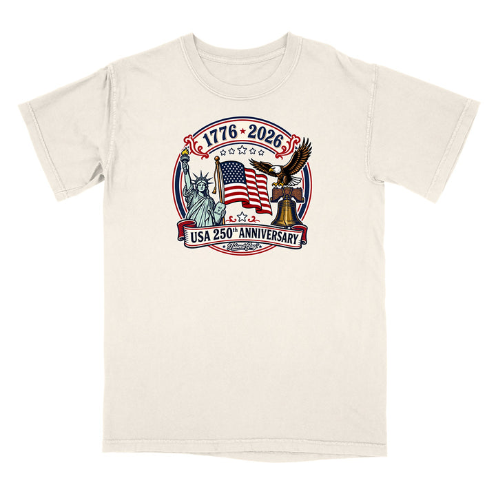250th Patriotic design with eagle, flag and statue of liberty