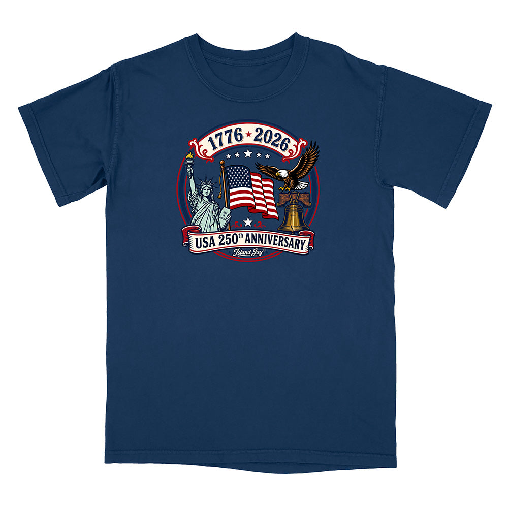 250th Patriotic design with eagle, flag and statue of liberty