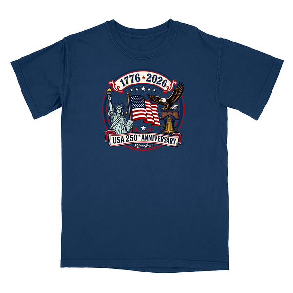 250th Patriotic design with eagle, flag and statue of liberty
