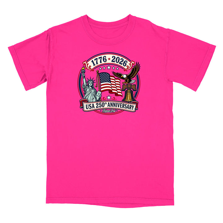 250th Patriotic design with eagle, flag and statue of liberty