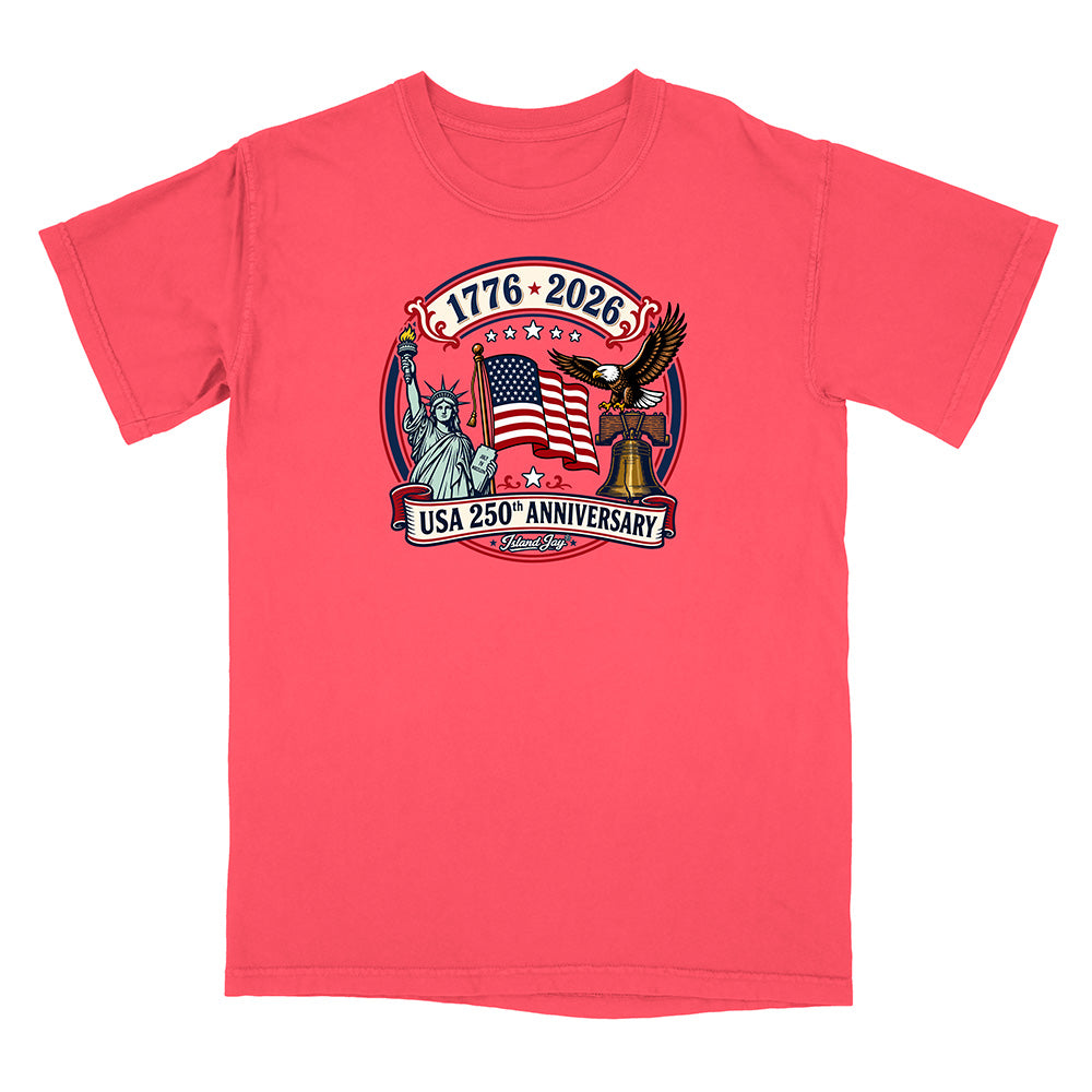 250th Patriotic design with eagle, flag and statue of liberty