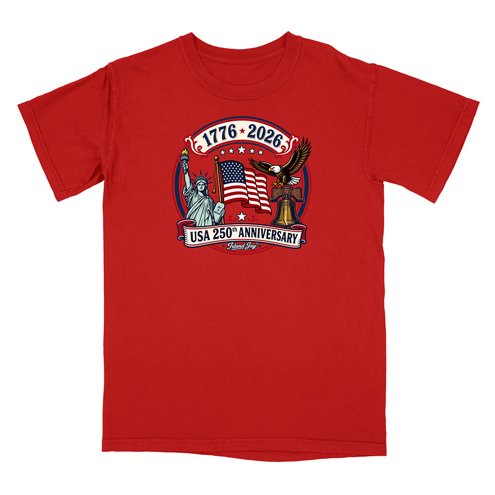 250th Patriotic design with eagle, flag and statue of liberty