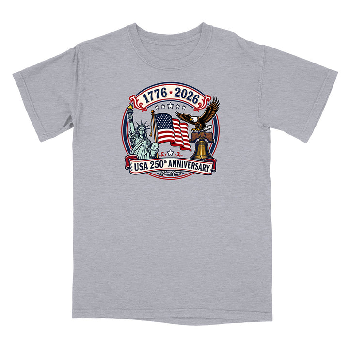 250th Patriotic design with eagle, flag and statue of liberty