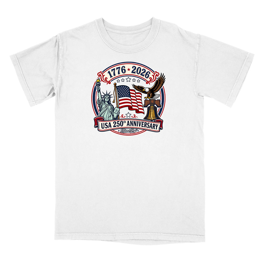 250th Patriotic design with eagle, flag and statue of liberty