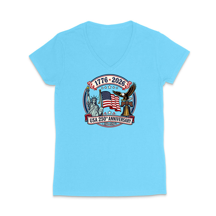 250th Patriotic design with eagle, flag and statue of liberty