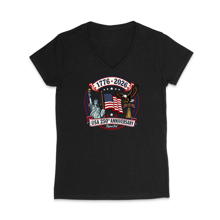 250th Patriotic design with eagle, flag and statue of liberty