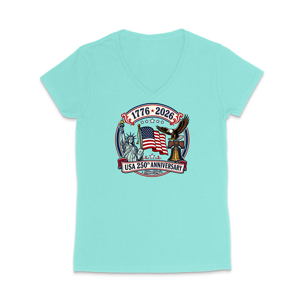 250th Patriotic design with eagle, flag and statue of liberty