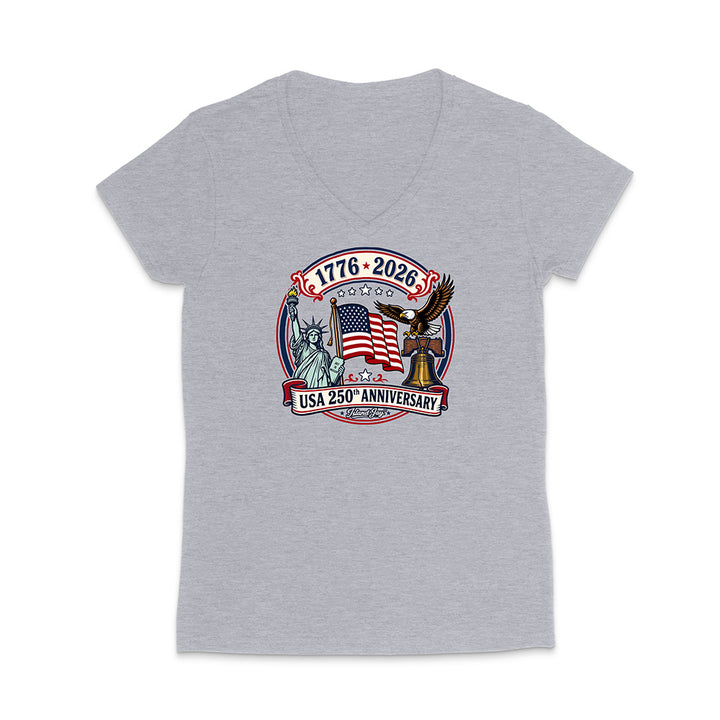 250th Patriotic design with eagle, flag and statue of liberty