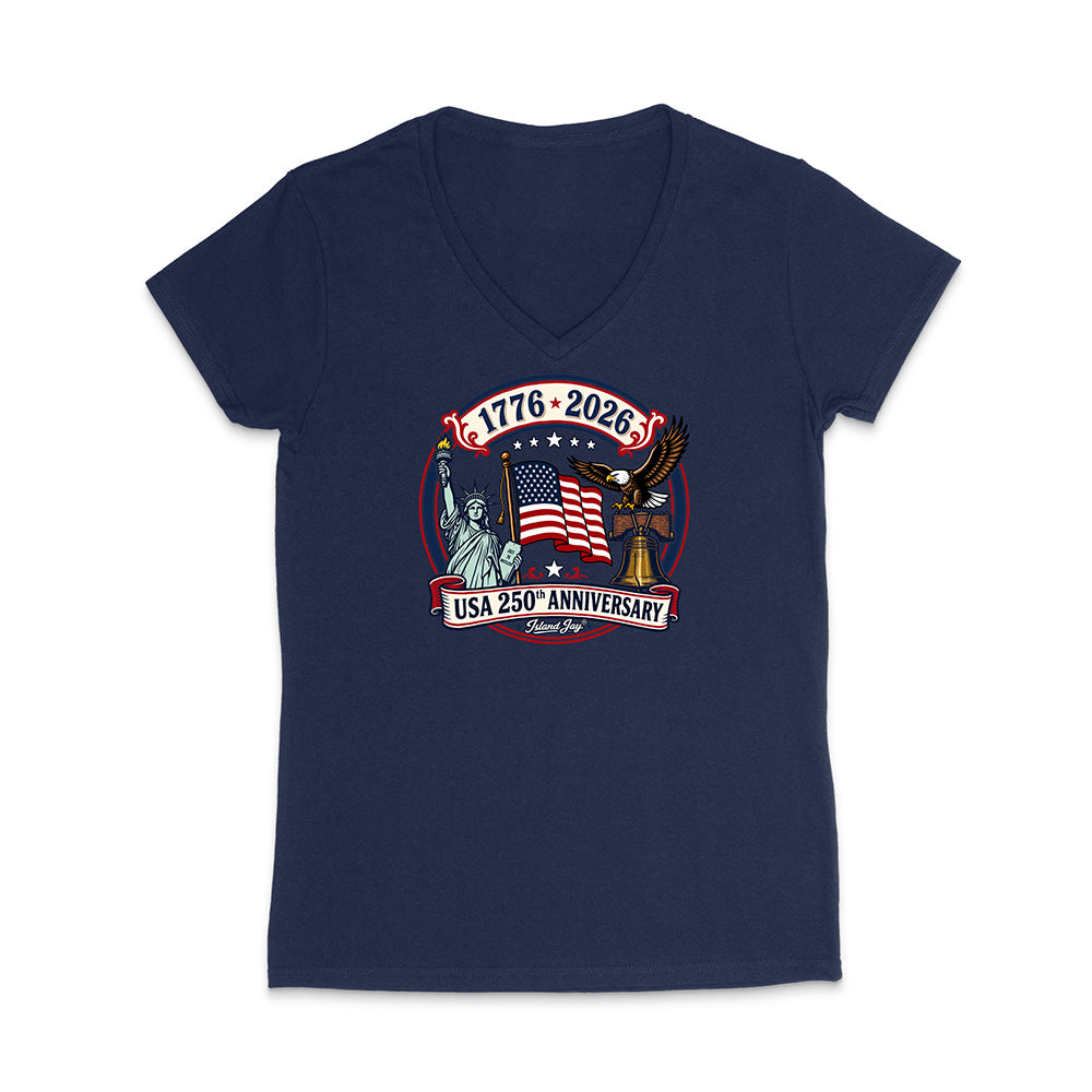 250th Patriotic design with eagle, flag and statue of liberty