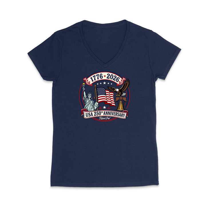 250th Patriotic design with eagle, flag and statue of liberty