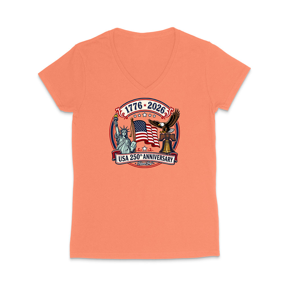 250th Patriotic design with eagle, flag and statue of liberty