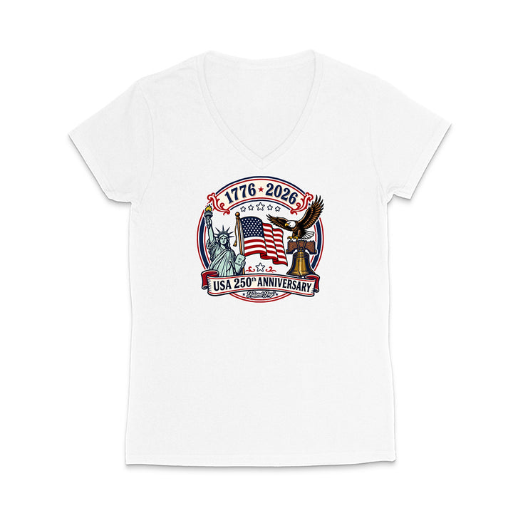 250th Patriotic design with eagle, flag and statue of liberty