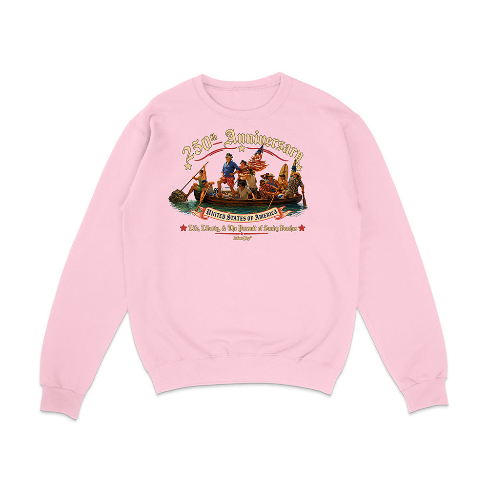 Pink sweatshirt with a graphic design on a white background