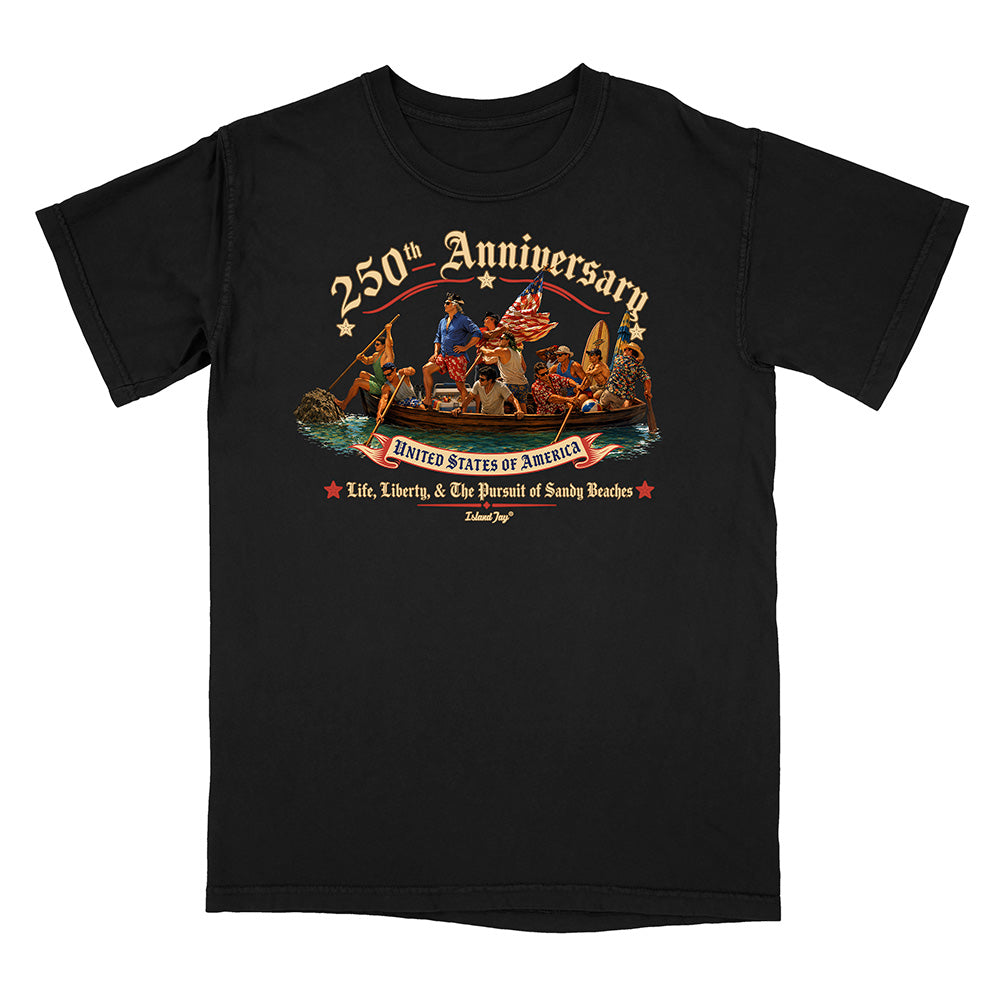 US 250th Anniversary beach landing design on lagoon black