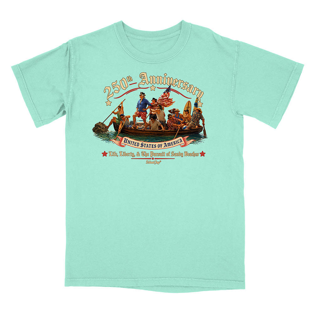 US 250th Anniversary beach landing design on green