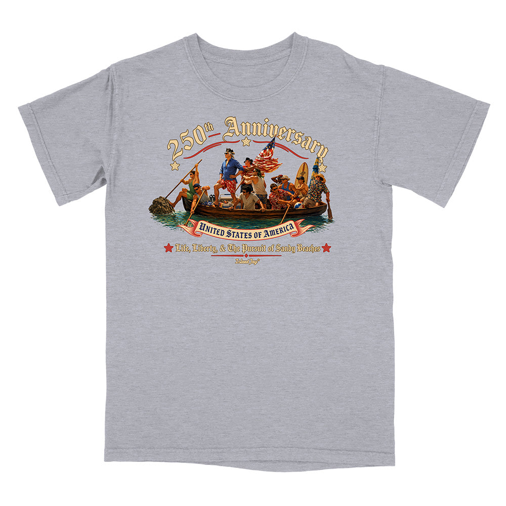 US 250th Anniversary beach landing design on grey