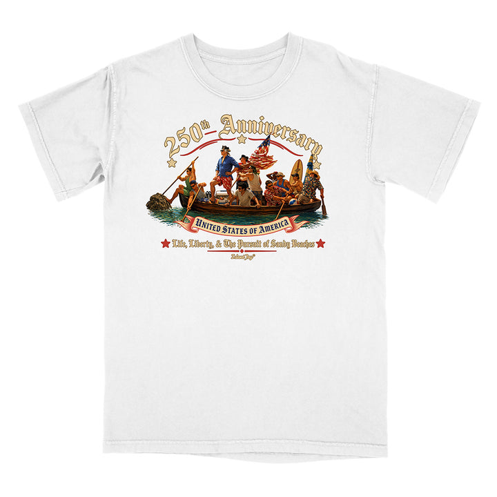 US 250th Anniversary beach landing design on white