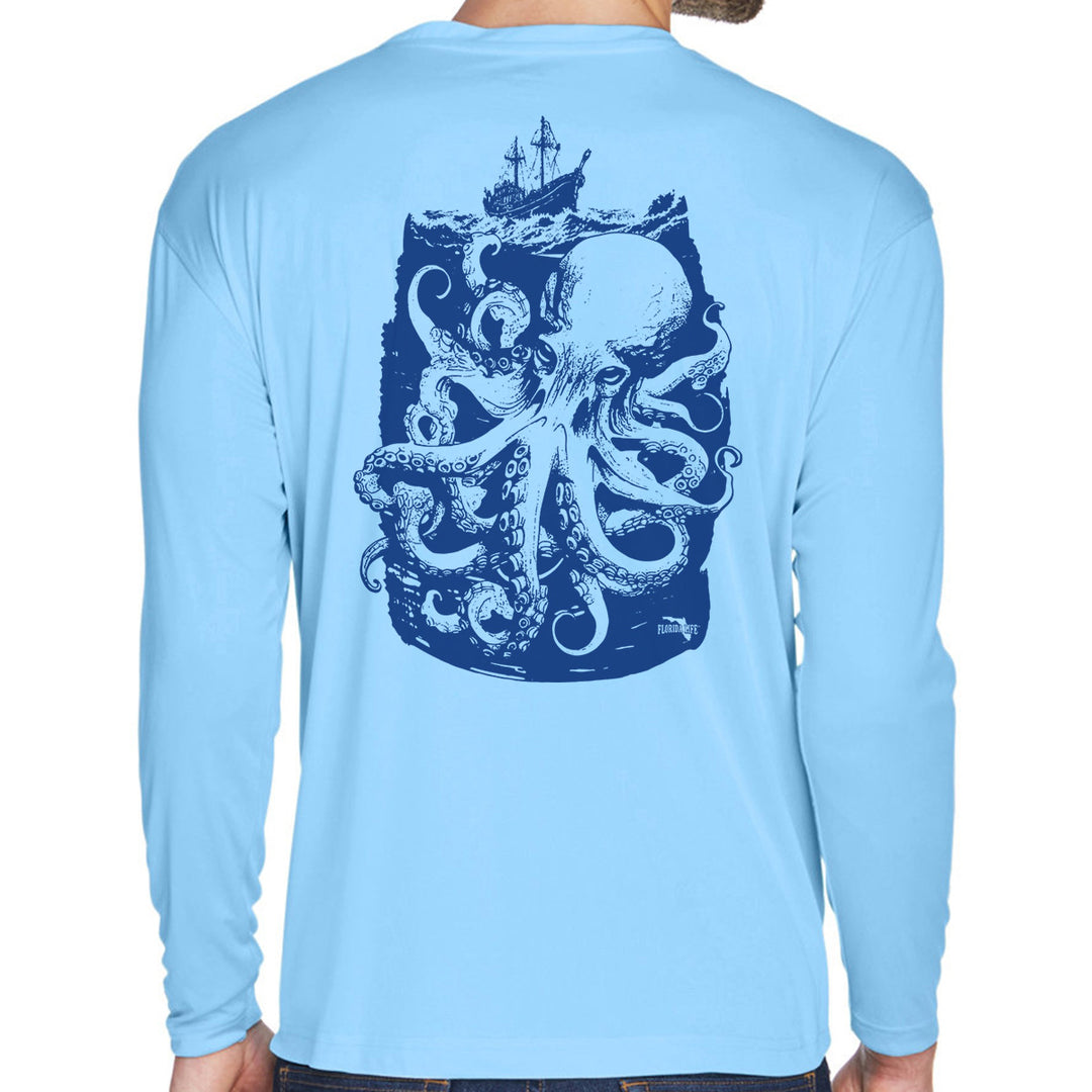 A Kraken's Visit UV Performance Long Sleeve Shirt Columbia Blue