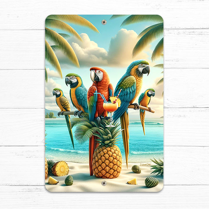 Parrots & Pineapples 8" x 12" Beach Sign