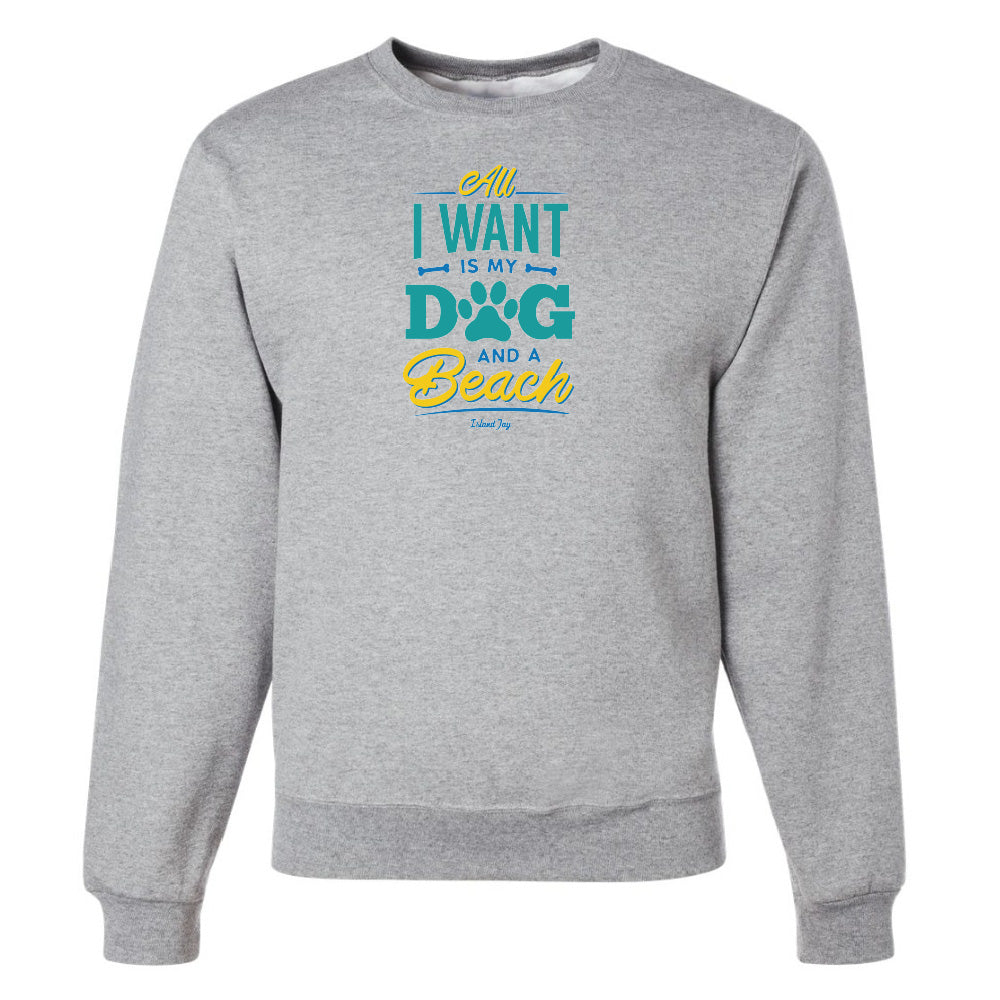 Gray sweatshirt with colorful text design on a white background