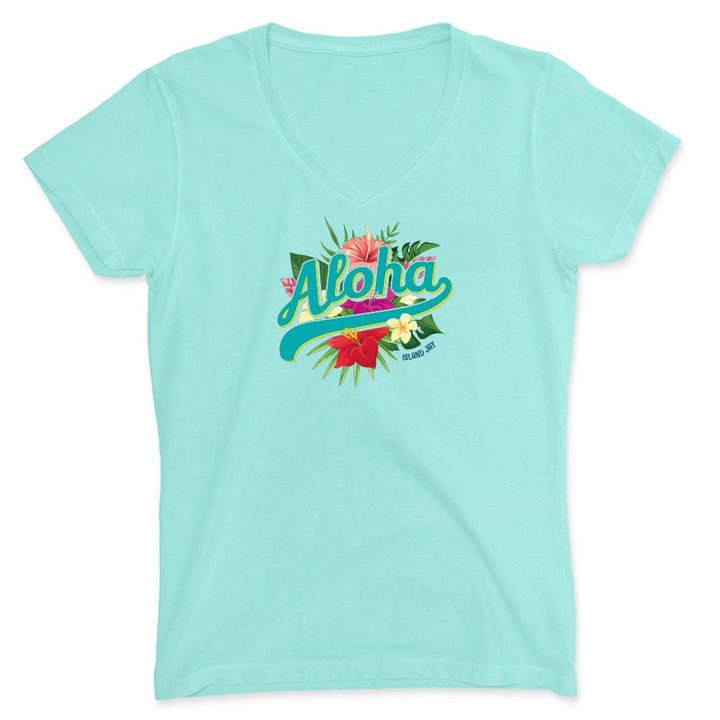 Women's Aloha Hibiscus V-Neck T-Shirt