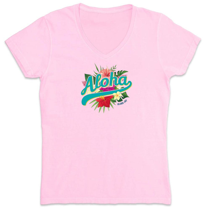 Women's Aloha Hibiscus V-Neck T-Shirt
