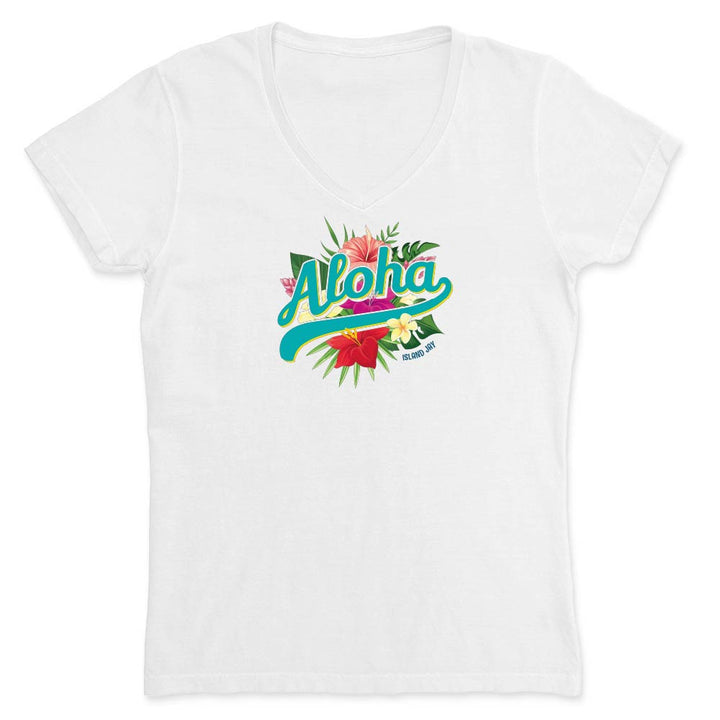 Women's Aloha Hibiscus V-Neck T-Shirt