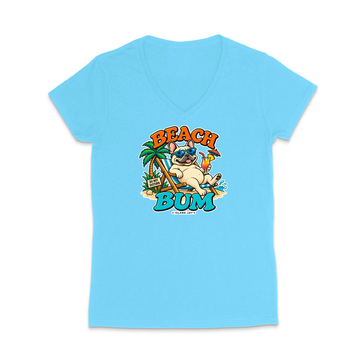 Beach Bum Dog WOMEN'S V-Neck T-Shirt