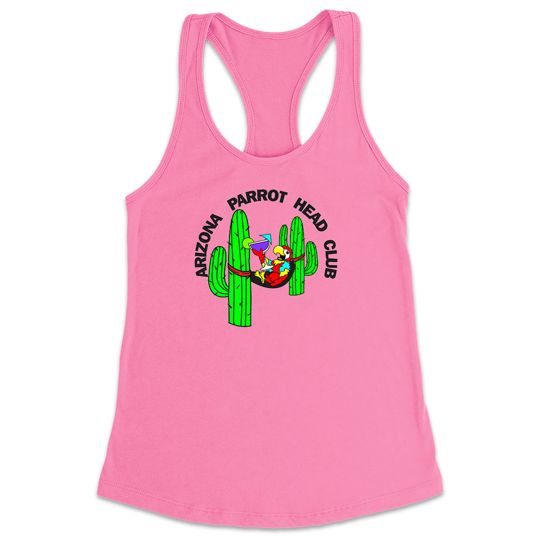 Women's Arizona Parrot Head Club Racerback Tank Top Charity Pink