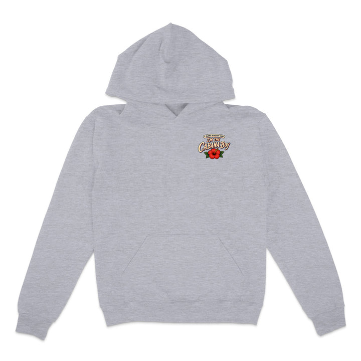 A turquoise pullover hoodie with a small 'Island Air Transportation' graphic printed on the left chest, displayed on a clean white background.