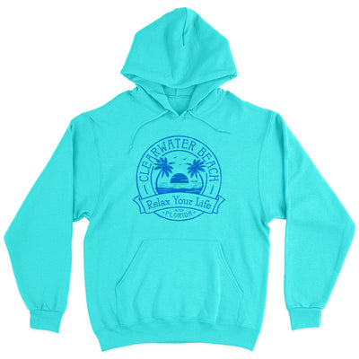 Clearwater Beach Relax Your Life Palm Tree Soft Style Pullover Hoodie