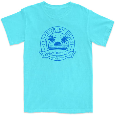 Clearwater Beach Relax Your Life Palm Tree T-Shirt lagoon
