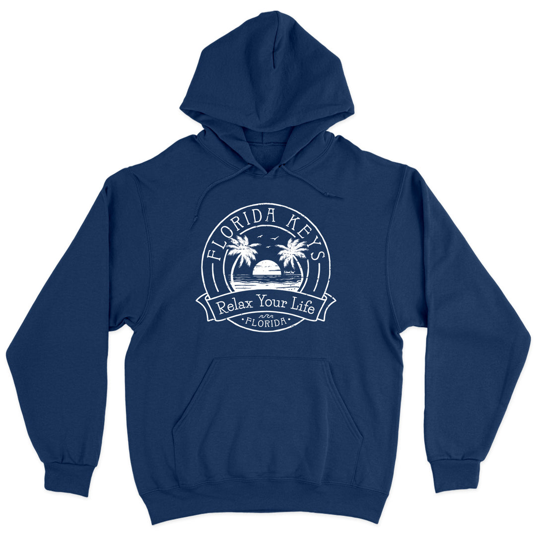 Florida Keys Relax Your Life Palm Tree Soft Style Pullover Hoodie