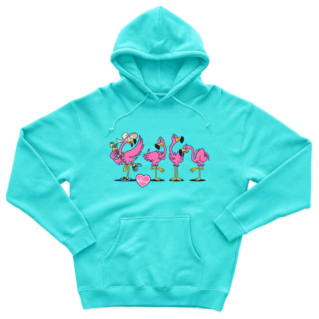 Felicia Be Your Own Flamingo 2.0 Soft Style Pullover Hoodie Scuba Blue