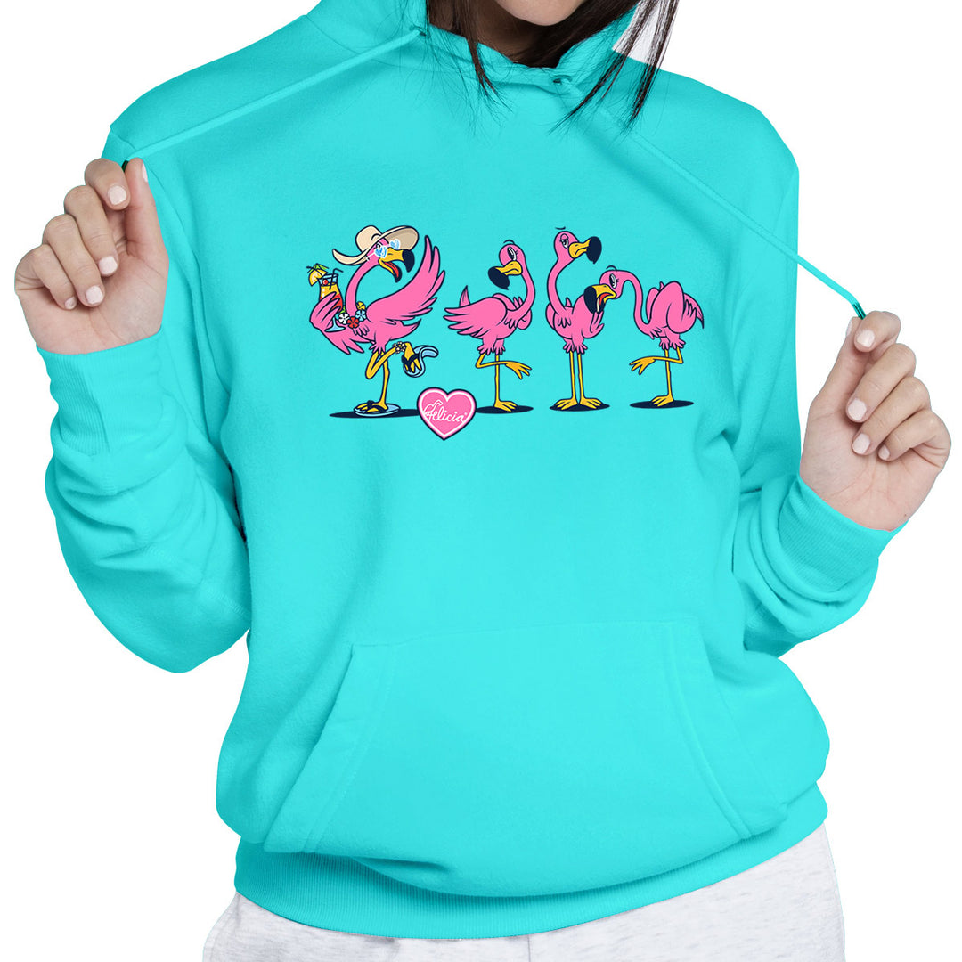 Felicia Be Your Own Flamingo 2.0 Soft Style Pullover Hoodie Scuba Blue