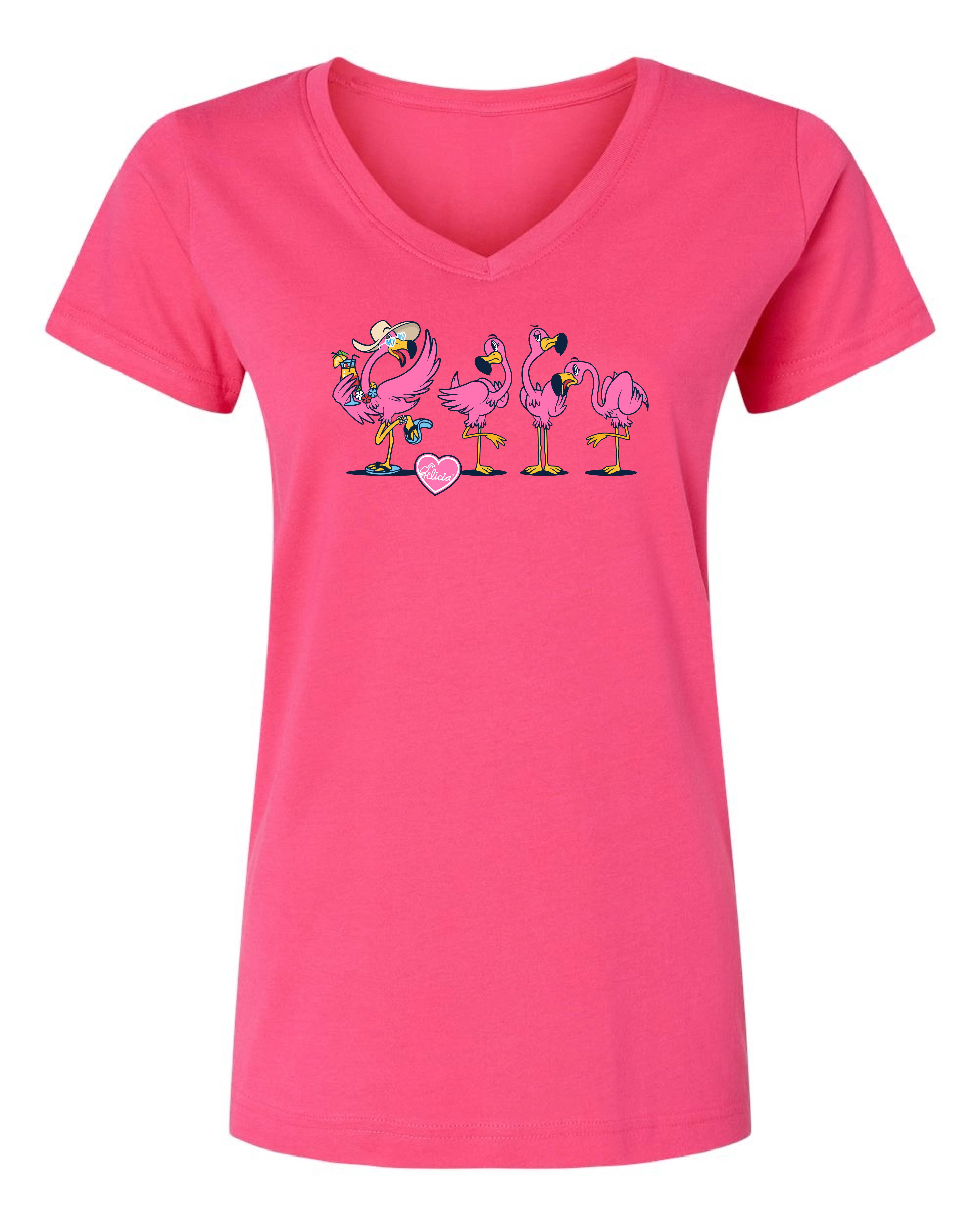 Women's Felicia Be Your Own Flamingo V-Neck T-Shirt – IslandJay