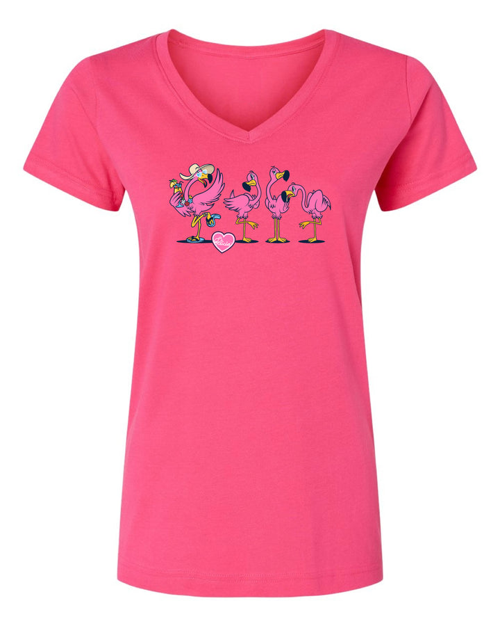 t-shirt with Felicia the flamingo logo