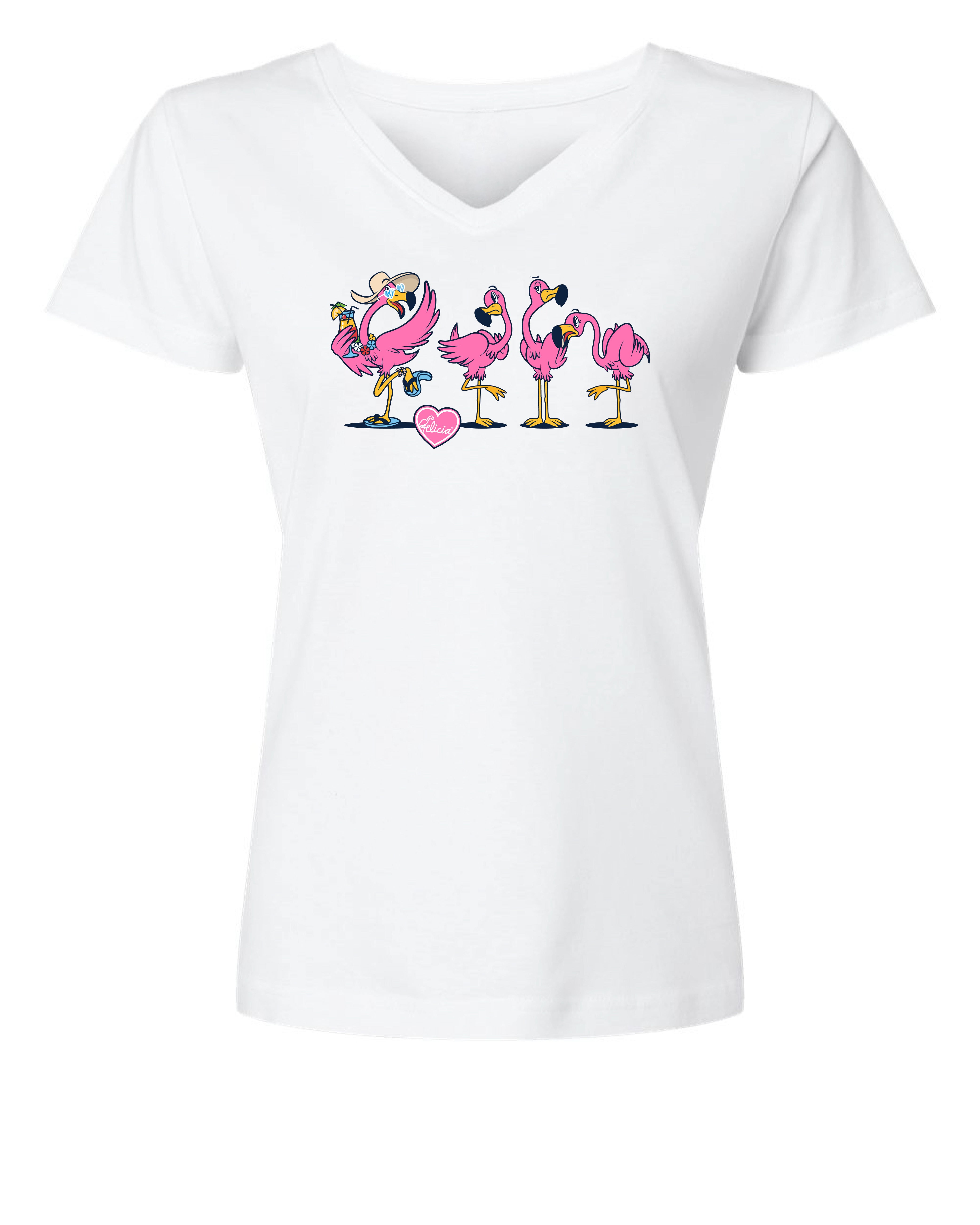 Women's Felicia Be Your Own Flamingo V-Neck T-Shirt – IslandJay