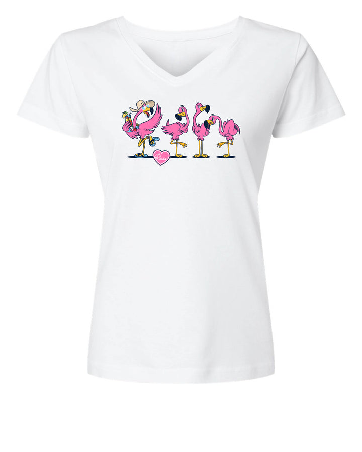 t-shirt with Felicia the flamingo logo