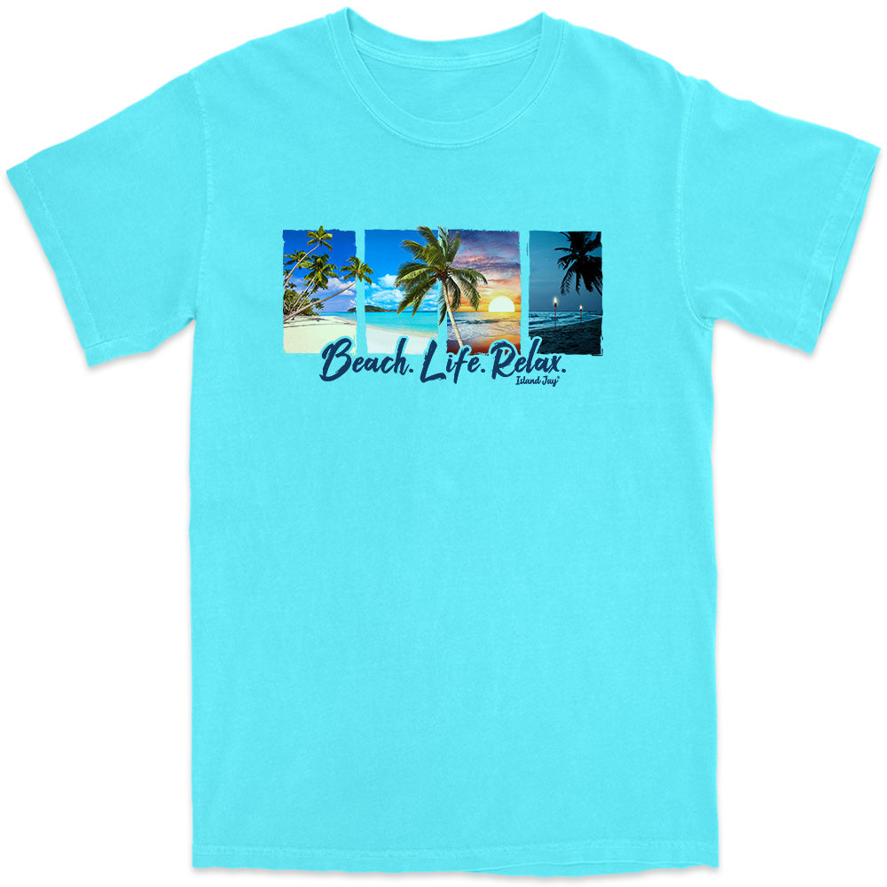 Beach Life Relax "Tropical Collage" T-Shirt Lagoon Blue