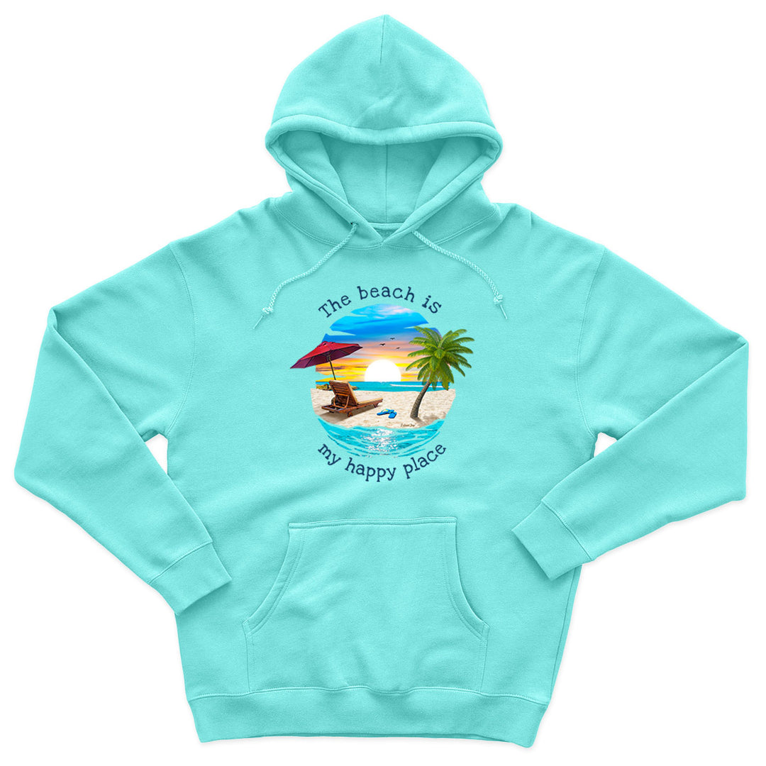 The Beach Is My Happy Place Tropical Getaway Soft Style Pullover Hoodie Cool MintThe Beach Is My Happy Place Tropical Getaway Soft Style Pullover Hoodie Cool Mint