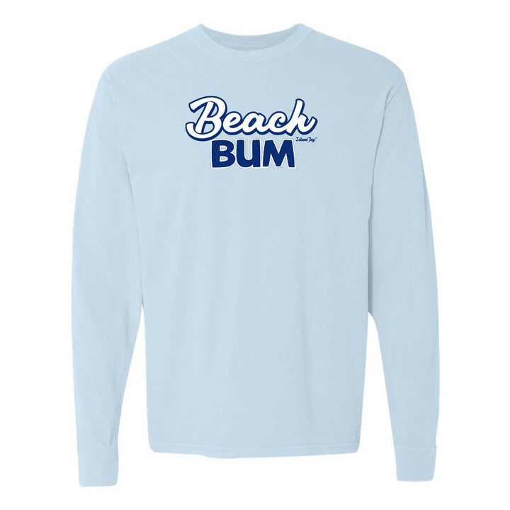 Light blue long-sleeve with 'Beach Bum' graphic text.