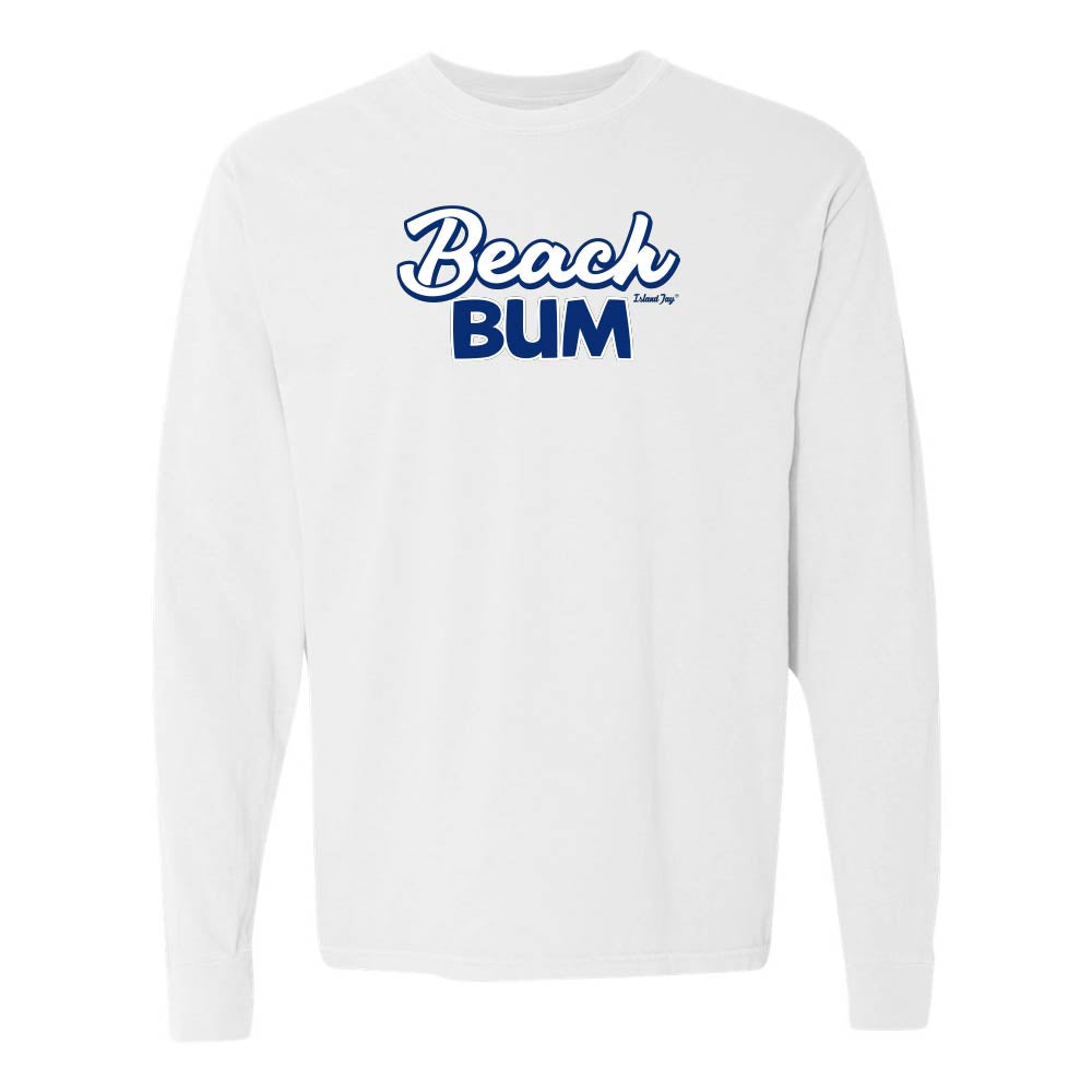 White long-sleeve with 'Beach Bum' graphic text.