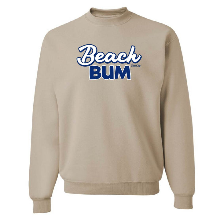 Beige sweatshirt with 'Beach Bum' text on a white background