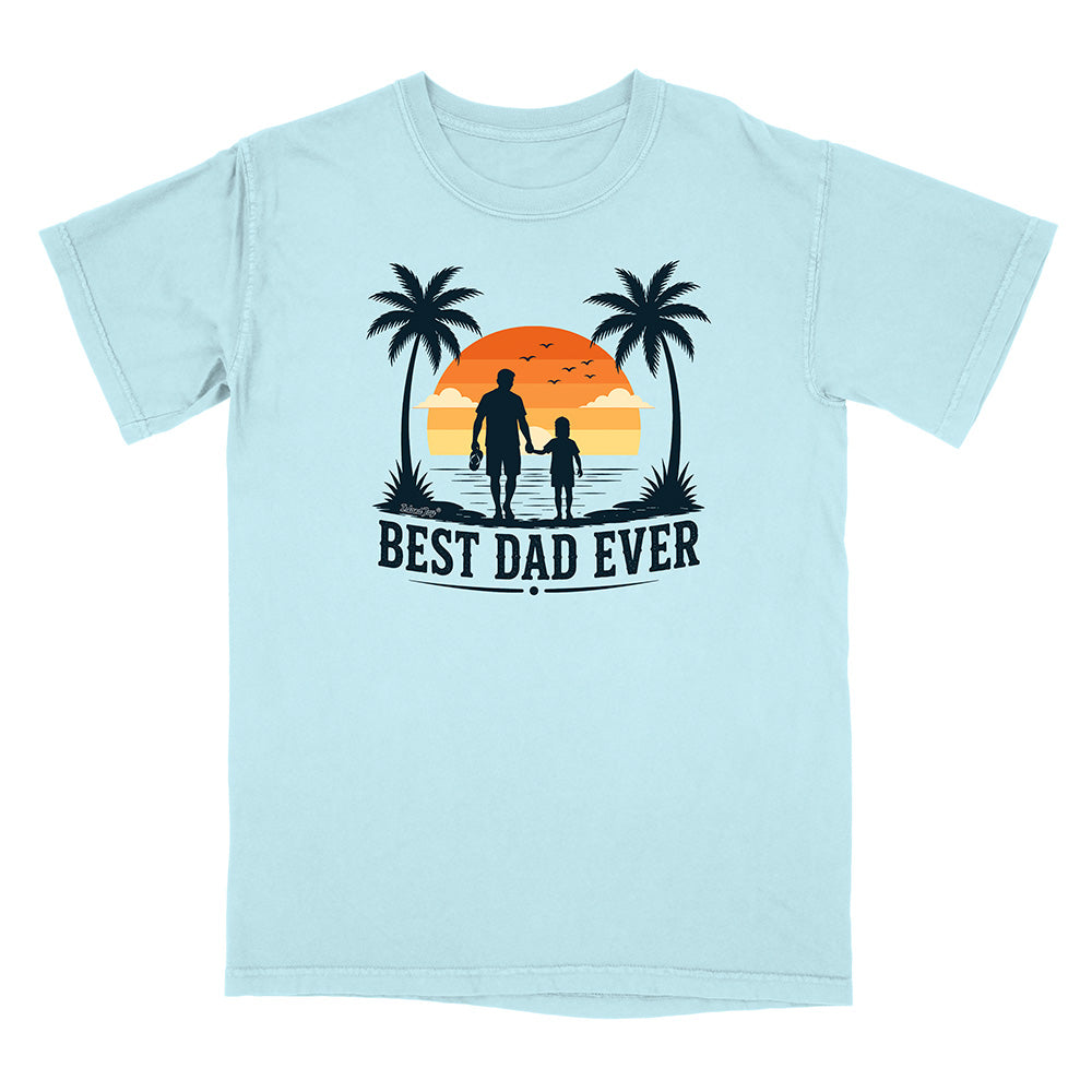 Light blue t-shirt with 'Best Dad Ever' graphic on a white background