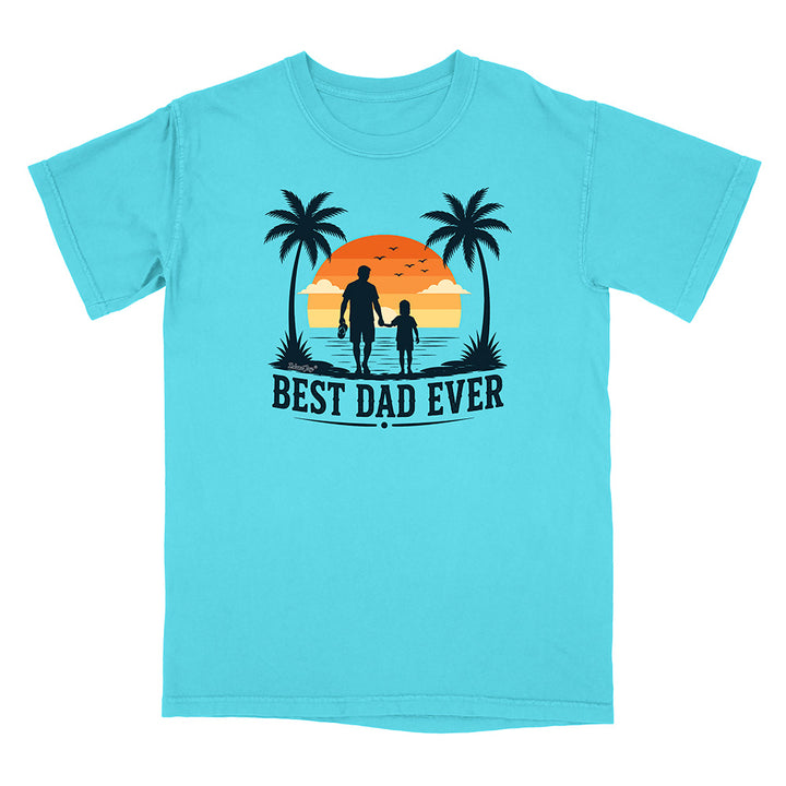 Light blue t-shirt with 'Best Dad Ever' graphic on a white background