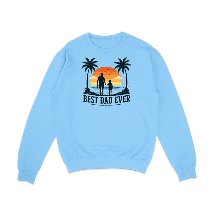 Light blue sweatshirt with 'Best Dad Ever' graphic on a white background