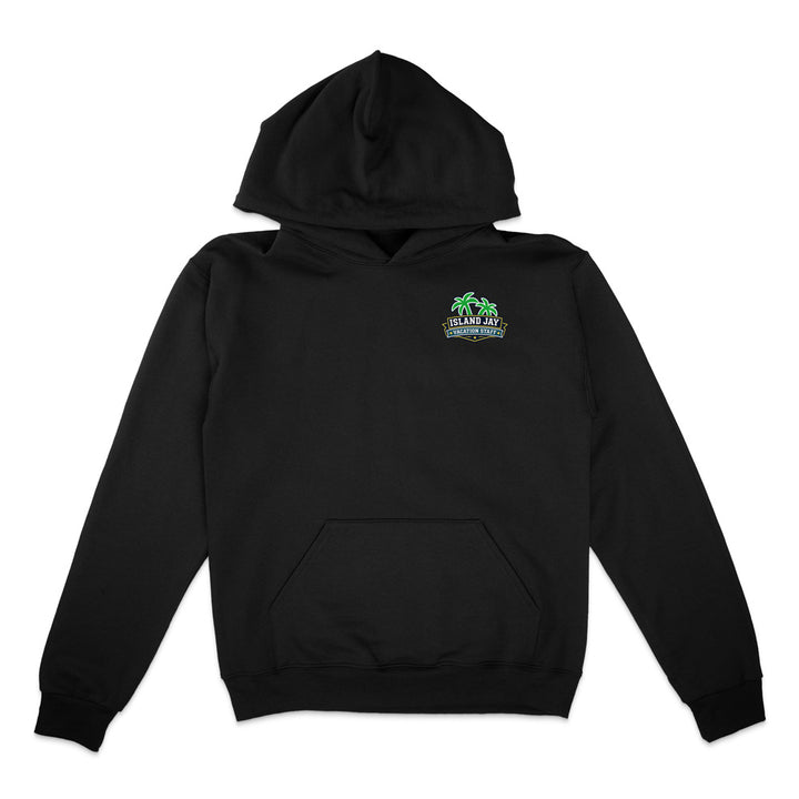 Black hoodie with skull design and 'Unknown Tattoo Co.' text on a white background
