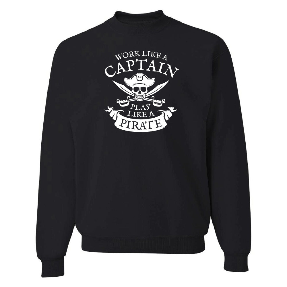 Black sweatshirt with white graphic and text on a white background